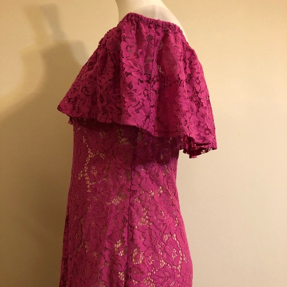 Eliza J Lace Purple Pink Off the Shoulder Dress - Picture 8 of 14